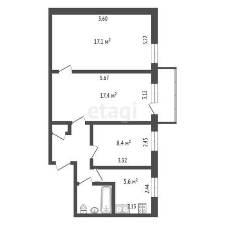 
  Продается 3-комн. квартира, 58.8 м², Стрельникова ул, д. 4
. Фото 5.