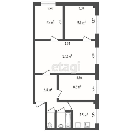 
  Продается 2-комн. квартира, 58.9 м², 3-я любинская, д. 7
. Фото 5.