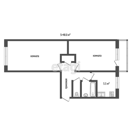 
  Продается 2-комн. квартира, 48.3 м², Молодежная 3-я ул, д. 52
. Фото 5.