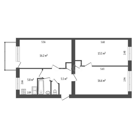 
  Продается 3-комн. квартира, 61.4 м², Камерный пер, д. 50
. Фото 5.