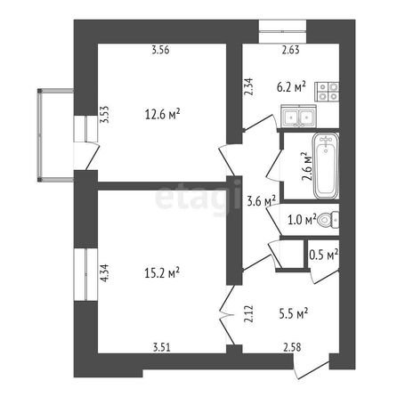 
  Продается 2-комн. квартира, 48 м², 20-го партсъезда, д. 5
. Фото 5.