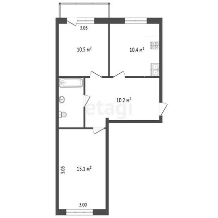 
  Продается 2-комн. квартира, 50.4 м², Омская ул, д. 111
. Фото 5.