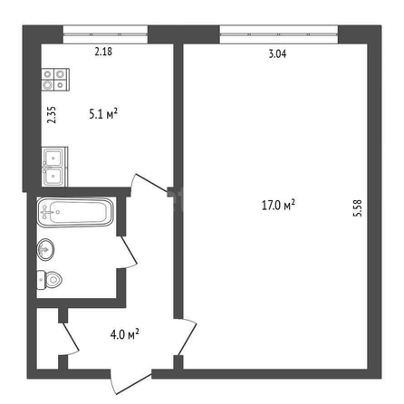 
  Продается 1-комн. квартира, 30 м², Космический пр-кт, д. 105
. Фото 4.