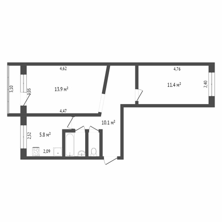 
  Продается 2-комн. квартира, 44.2 м², Бетховена ул, д. 23
. Фото 5.
