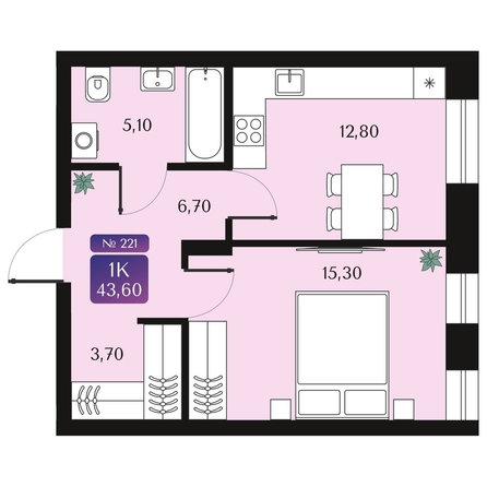 
  Продается 1-комн. квартира, 43.6 м², ЖК Северное Сияние Премиум
. Фото 1.