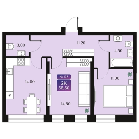 
  Продается 2-комн. квартира, 58.5 м², ЖК Северное Сияние Премиум
. Фото 1.
