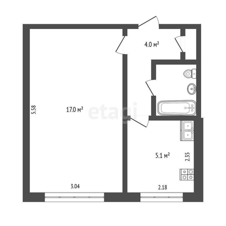 
  Продается 1-комн. квартира, 29.8 м², Космический пр-кт, д. 105
. Фото 5.