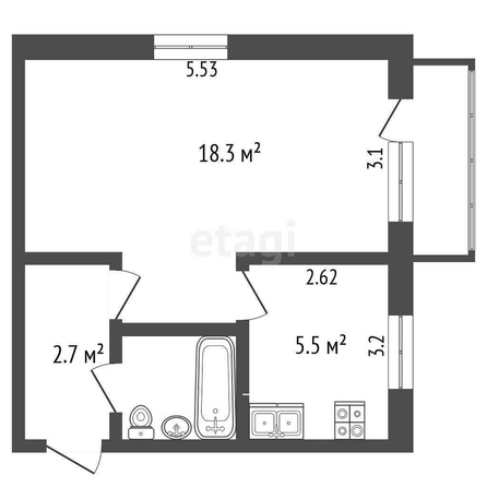 
  Продается 1-комн. квартира, 32 м², Челюскинцев 2-я ул, д. 7
. Фото 5.