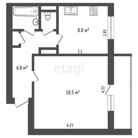 
  Продается 1-комн. квартира, 39.3 м², 20 лет РККА ул, д. 61
. Фото 5.