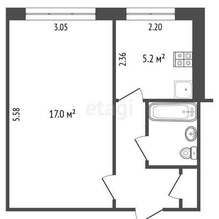 
  Продается 1-комн. квартира, 29 м², Суровцева ул, д. 102
. Фото 5.