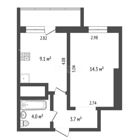 
  Продается 1-комн. квартира, 32.7 м², ЖК Кирова, очередь 1
. Фото 4.