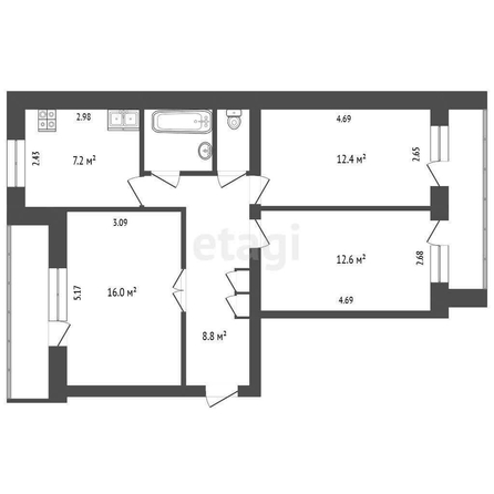 
  Продается 3-комн. квартира, 61.6 м², Харьковская ул, д. 19
. Фото 5.