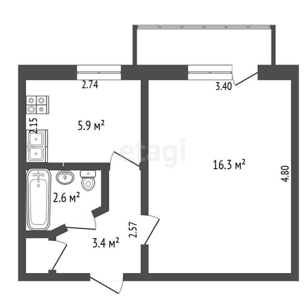 
  Продается 1-комн. квартира, 29.2 м², д. 24
. Фото 5.