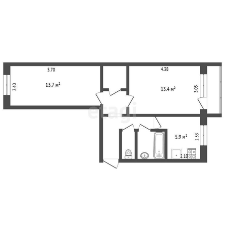 
  Продается 2-комн. квартира, 45 м², Моторная ул, д. 6
. Фото 5.