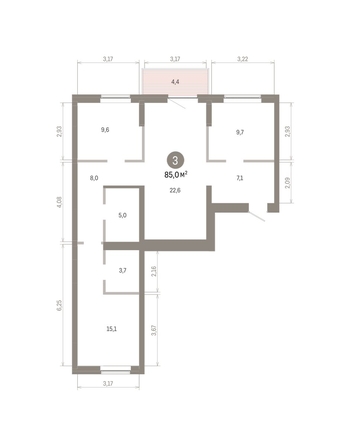 
  Продается 3-комн. квартира, 85.03 м², ЖК Кварталы Драверта, дом 3
. Фото 1.