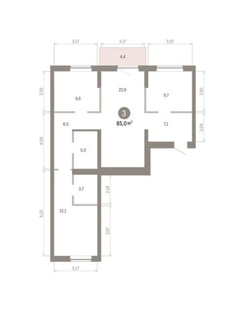 
  Продается 3-комн. квартира, 85.03 м², ЖК Кварталы Драверта, дом 3
. Фото 1.