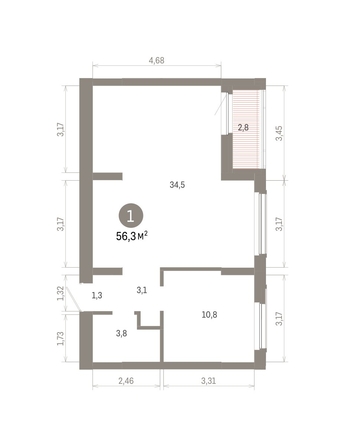 
  Продается 1-комн. квартира, 56.32 м², ЖК Кварталы Драверта, дом 6
. Фото 1.