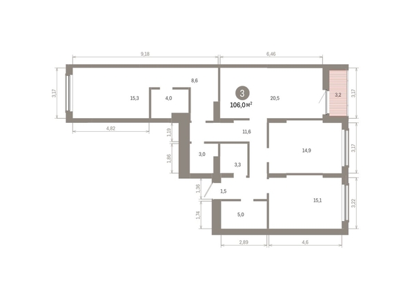 
  Продается 3-комн. квартира, 105.97 м², ЖК Кварталы Драверта, дом 6
. Фото 1.