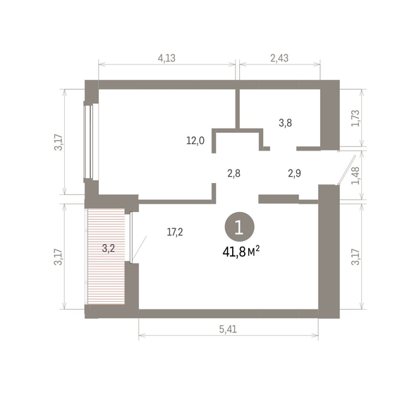 
  Продается 1-комн. квартира, 41.86 м², ЖК Кварталы Драверта, дом 6
. Фото 1.