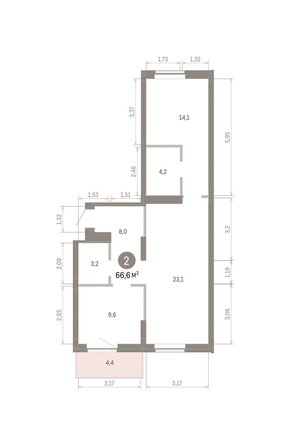 
  Продается 2-комн. квартира, 66.59 м², ЖК Кварталы Драверта, дом 3
. Фото 1.