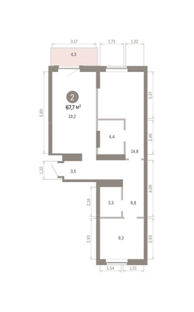 
  Продается 2-комн. квартира, 67.68 м², ЖК Кварталы Драверта, дом 3
. Фото 1.