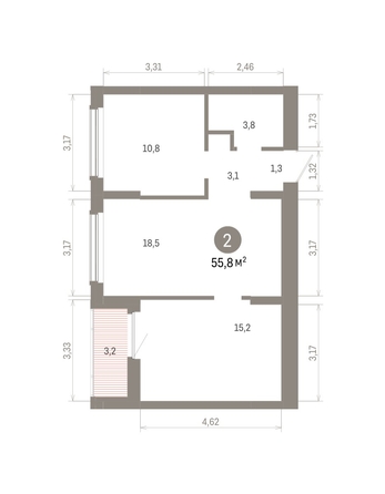 
  Продается 2-комн. квартира 55.8 м², в ЖК Кварталы Драверта, дом 6. Фото 2.