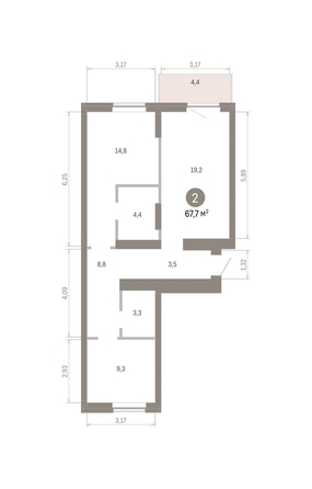 
  Продается 2-комн. квартира 67.69 м², в ЖК Кварталы Драверта, дом 3. Фото 1.