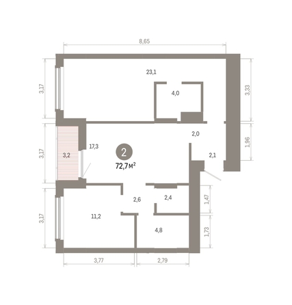 
  Продается 2-комн. квартира 72.67 м², в ЖК Кварталы Драверта, дом 6. Фото 1.