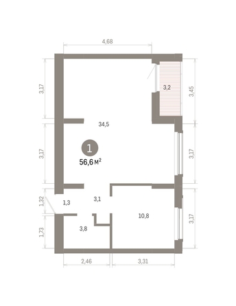
  Продается 1-комн. квартира 56.64 м², в ЖК Кварталы Драверта, дом 6. Фото 1.
