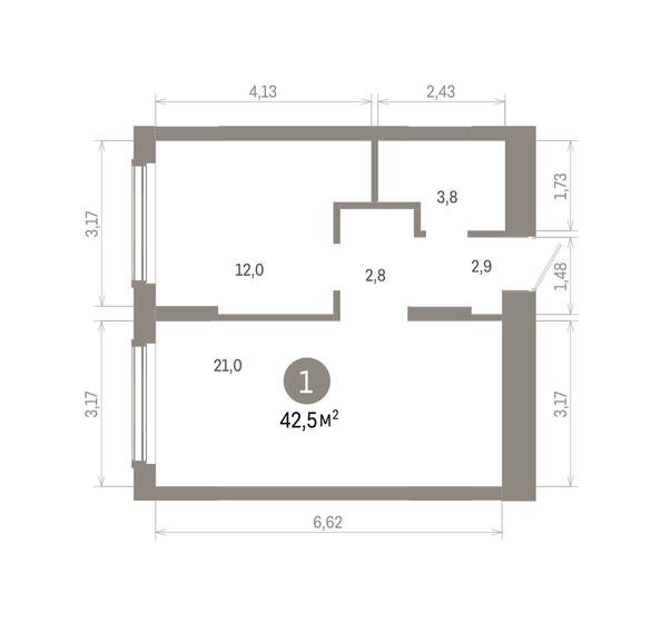 
  Продается 1-комн. квартира 42.51 м², в ЖК Кварталы Драверта, дом 6. Фото 1.