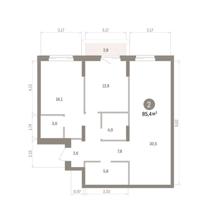 
  Продается 2-комн. квартира 85.44 м², в ЖК Кварталы Драверта, дом 4. Фото 1.