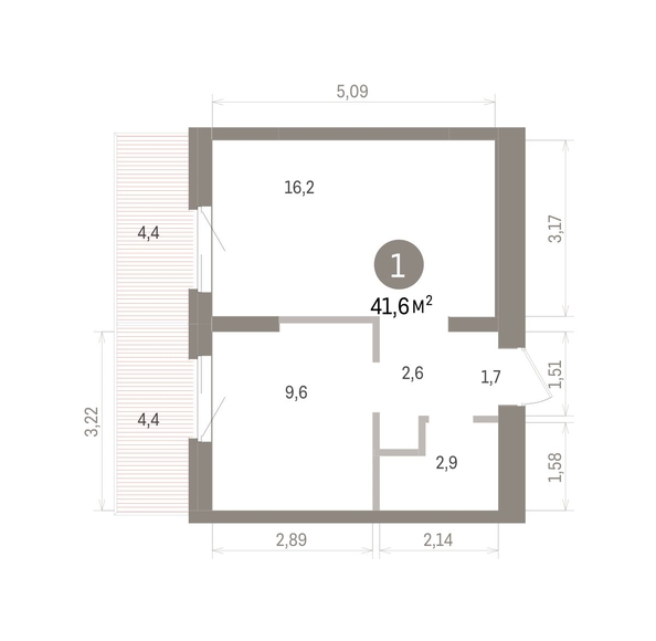
  Продается 1-комн. квартира 41.6 м², в ЖК Кварталы Драверта, дом 4. Фото 1.