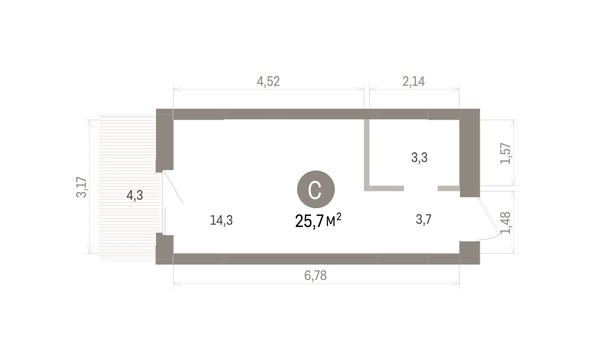 
  Продается студия 25.71 м², в ЖК Кварталы Драверта, дом 4. Фото 1.