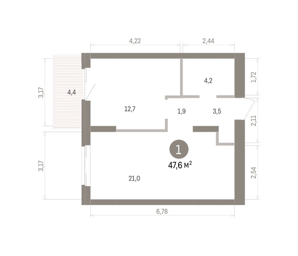 
  Продается 1-комн. квартира 47.62 м², в ЖК Кварталы Драверта, дом 4. Фото 1.