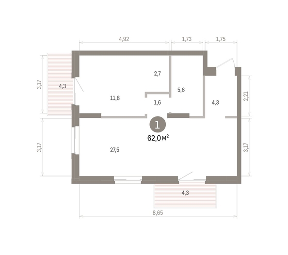 
  Продается 1-комн. квартира 61.99 м², в ЖК Кварталы Драверта, дом 4. Фото 1.