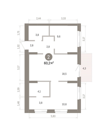 
  Продается 2-комн. квартира 60.18 м², в ЖК Кварталы Драверта, дом 4. Фото 1.
