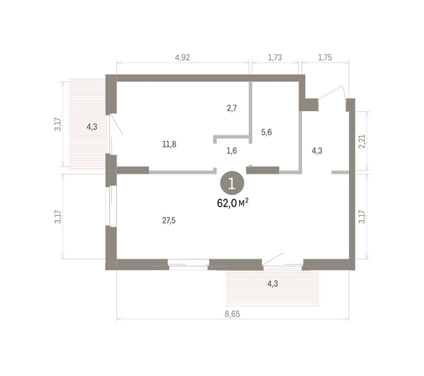 
  Продается 1-комн. квартира 61.99 м², в ЖК Кварталы Драверта, дом 4. Фото 1.