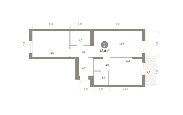 
  Продается 2-комн. квартира 68.8 м², в ЖК Кварталы Драверта, дом 4. Фото 1.