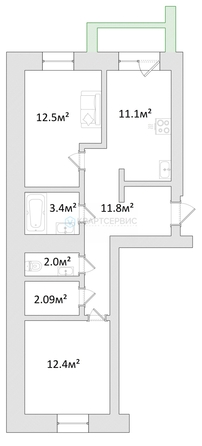 
  Продается 2-комн. квартира 59 м². Фото 34.