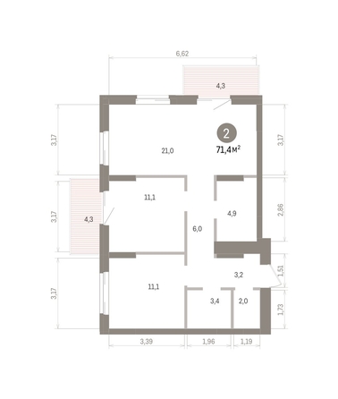
  Продается 2-комн. квартира 71.37 м², в ЖК Кварталы Драверта, дом 4. Фото 2.