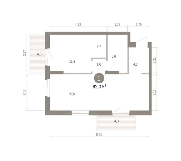 
  Продается 1-комн. квартира 61.99 м², в ЖК Кварталы Драверта, дом 4. Фото 1.
