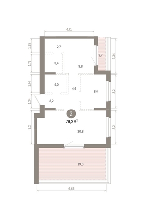 
  Продается 2-комн. квартира 79.19 м², в ЖК Кварталы Драверта, дом 6. Фото 1.