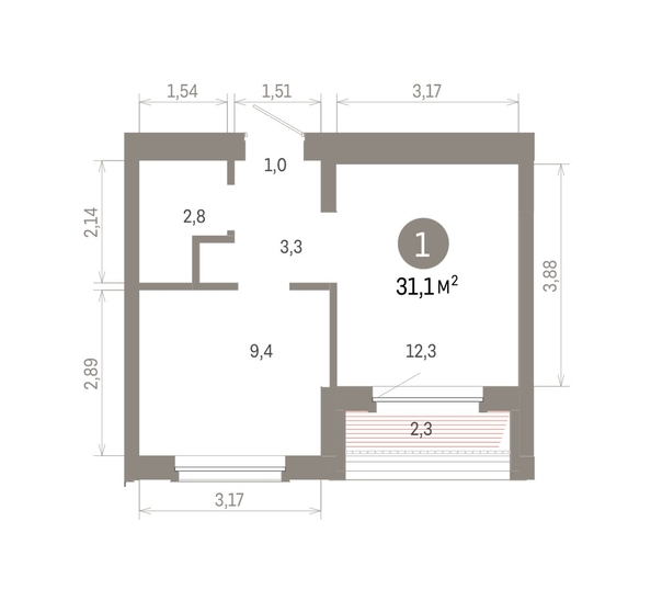 
  Продается 1-комн. квартира 31.12 м², в ЖК Кварталы Драверта, дом 6. Фото 1.