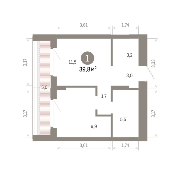 
  Продается 1-комн. квартира 39.79 м², в ЖК Кварталы Драверта, дом 6. Фото 1.