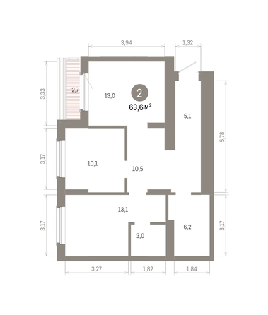 
  Продается 2-комн. квартира 63.57 м², в ЖК Кварталы Драверта, дом 6. Фото 1.