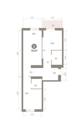 
  Продается 2-комн. квартира 70.19 м², в ЖК Кварталы Драверта, дом 4. Фото 2.