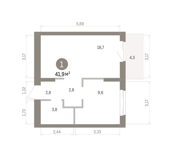 
  Продается 1-комн. квартира 41.88 м², в ЖК Кварталы Драверта, дом 4. Фото 1.