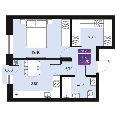 
  Продается 1-комн. квартира 46.7 м², в ЖК Северное Сияние Премиум. Фото 1.