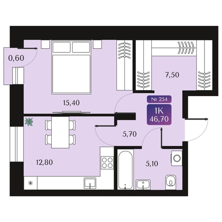 
  Продается 1-комн. квартира 46.7 м², в ЖК Северное Сияние Премиум. Фото 1.