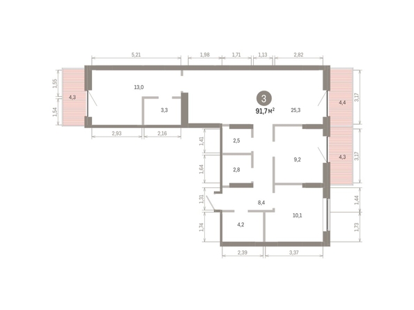 
  Продается 3-комн. квартира 91.73 м², в ЖК Кварталы Драверта, дом 3. Фото 1.